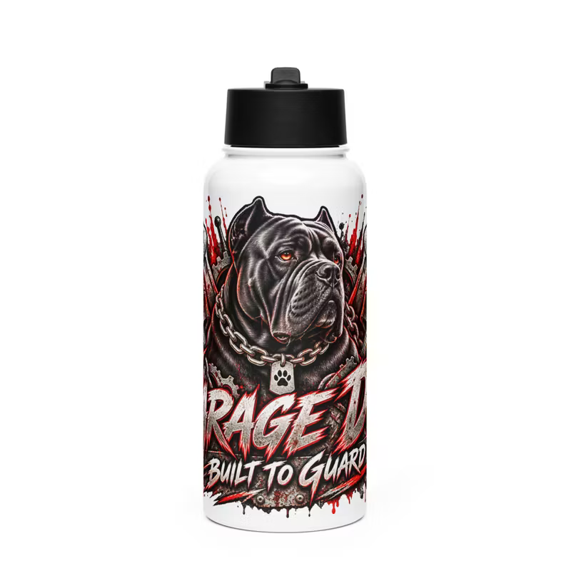 Garage Dog – Rostfri stålflaska med sugrörslock – Vit – 0,95 L
