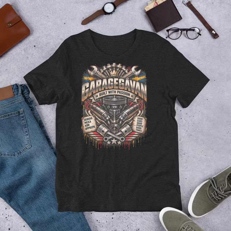 Garagegåvan – V8 Built With Passion T-shirt