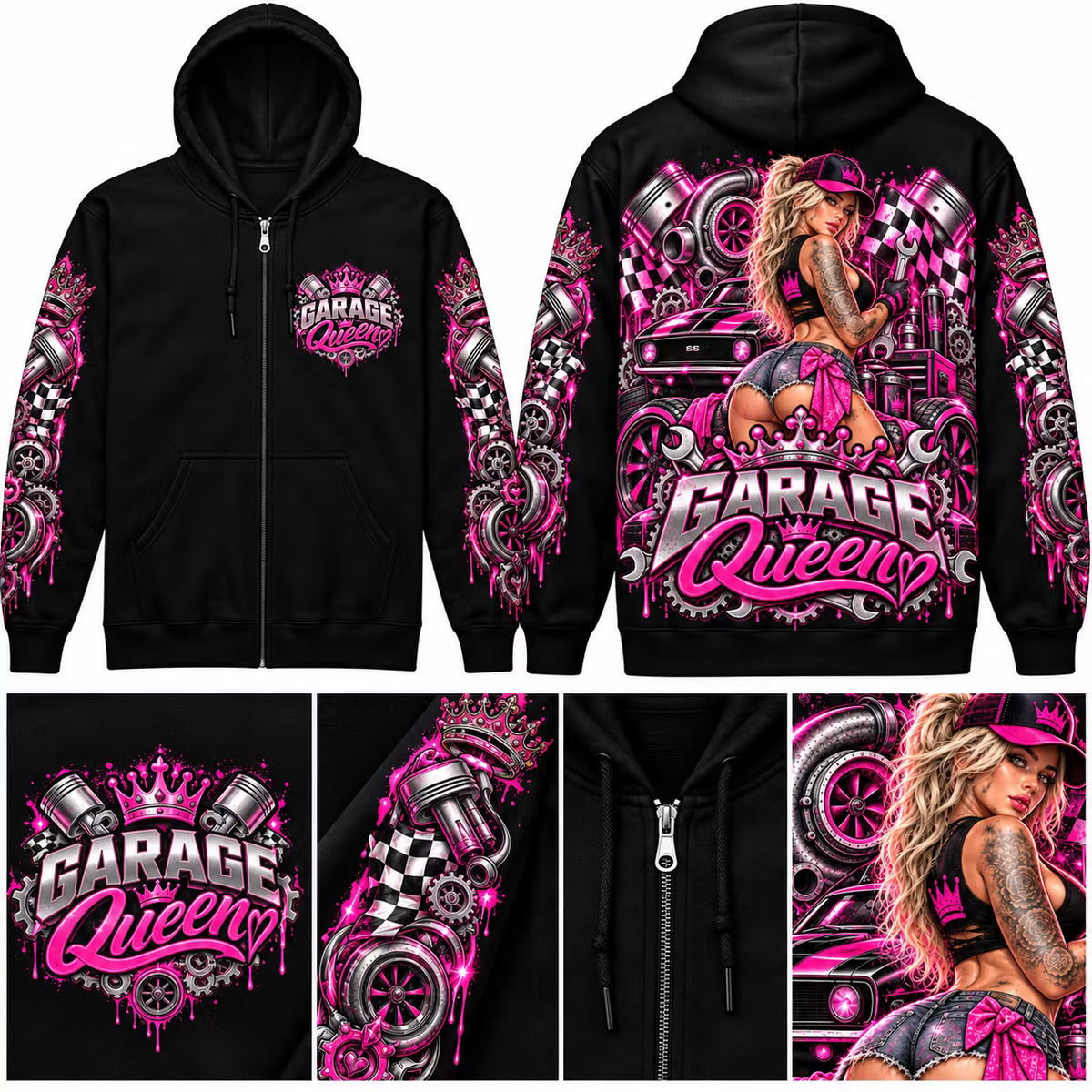 Garage Queen Zip Hoodie – Premium Garage Edition