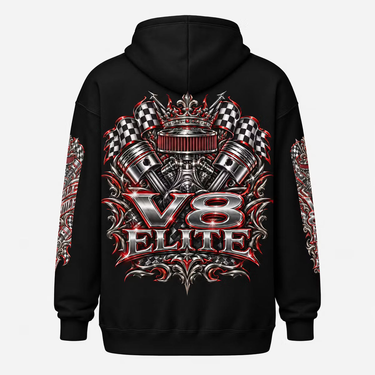 V8 Elite Zip Hoodie – Full Throttle Edition