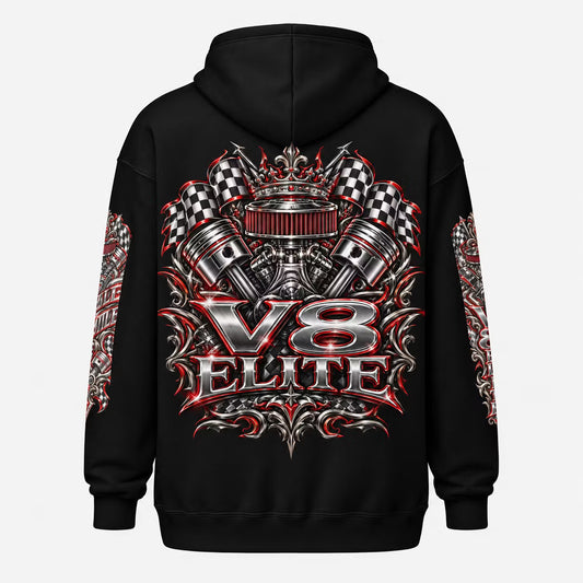 V8 Elite Zip Hoodie – Full Throttle Edition