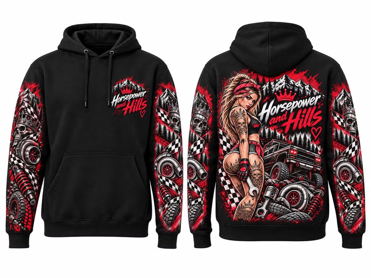 Horsepower and Hills – Premium Hoodie
