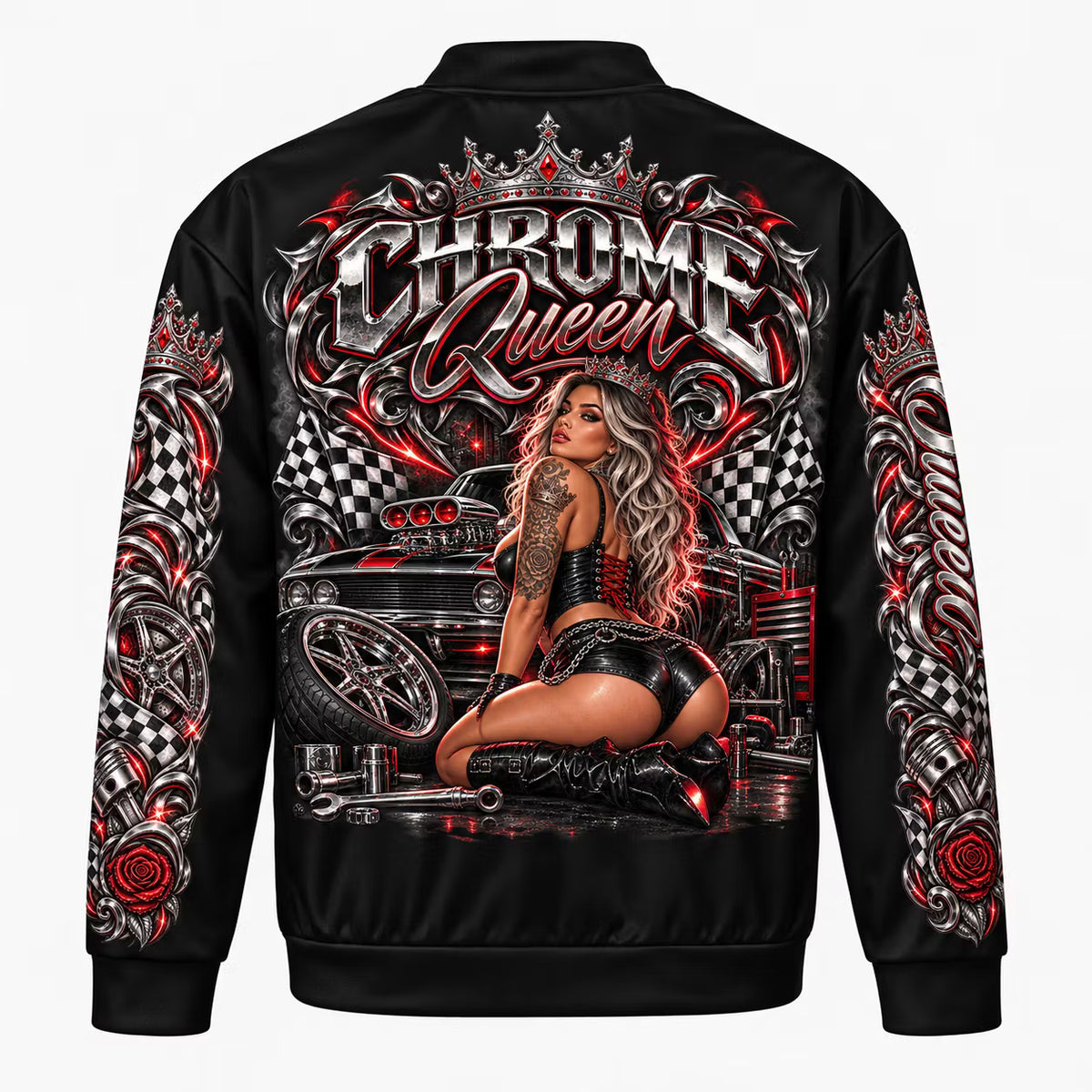 Chrome Queen Bomber Jacket – Premium Racing Edition