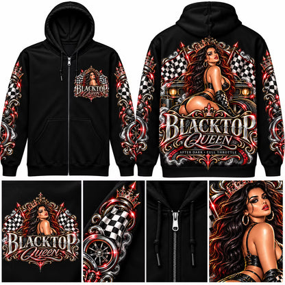 Blacktop Queen Zip Hoodie – Dark Luxury Edition