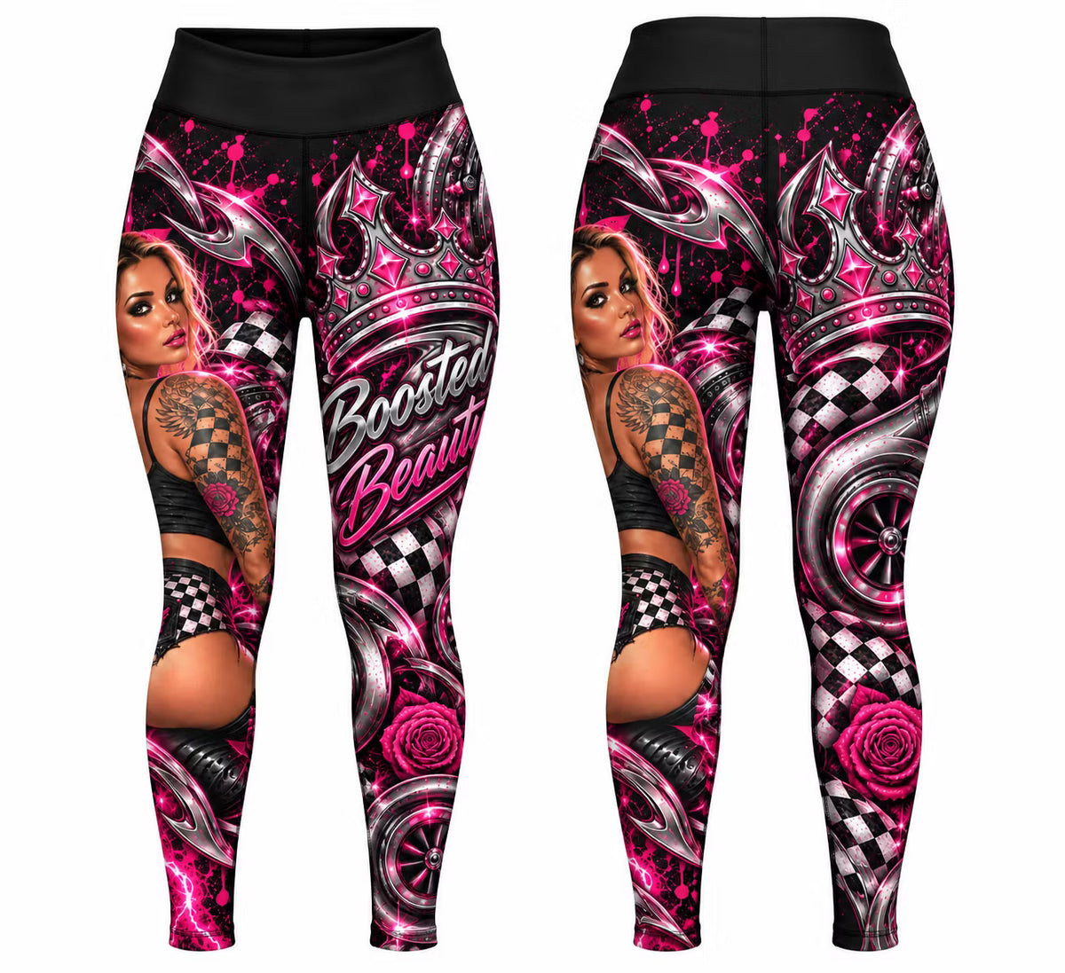 Boosted Beauty Racing Leggings – Premium Garage Edition