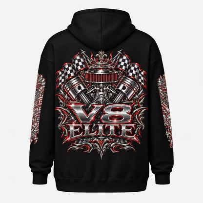 V8 Elite Zip Hoodie – Full Throttle Edition