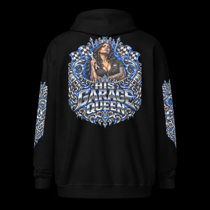 His Garage Queen Blue Edition – Premium Zip Hoodie