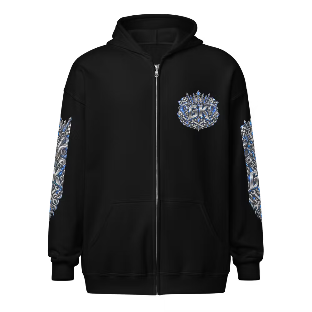 Her Garage King Blue Edition – Premium Zip Hoodie